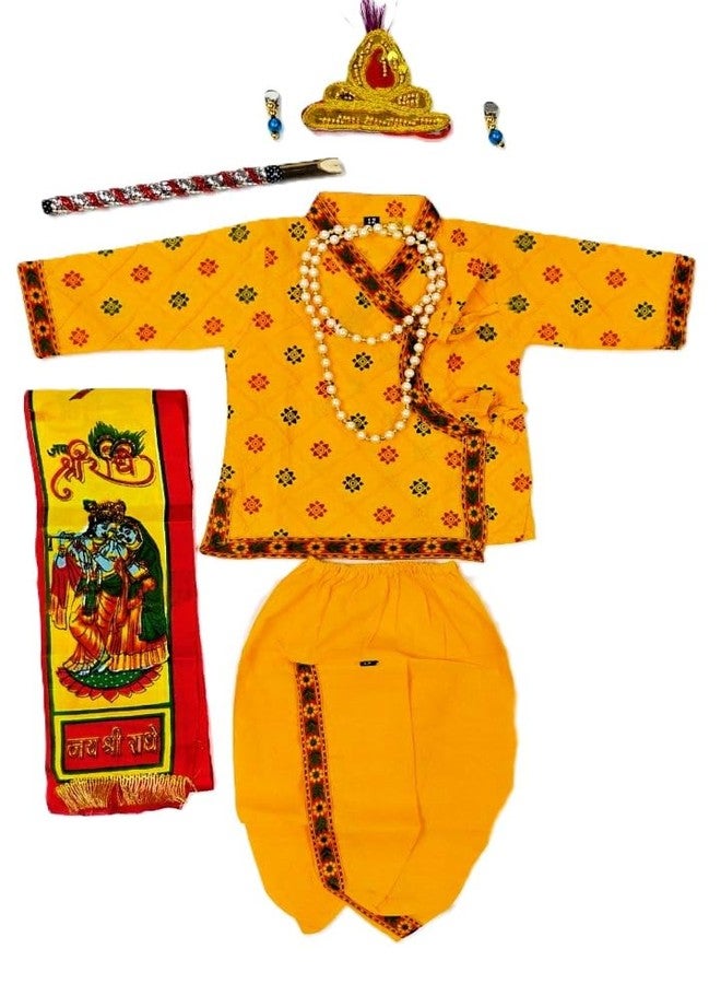 Niku Krishna fancy dress costume for Kids Baby Boy Girl | Janmashtami, Bal gopal Kanha Dhoti Kurta Set | Fit for 3-6 months age | Includes flute, kundal and other accessories - Image 1